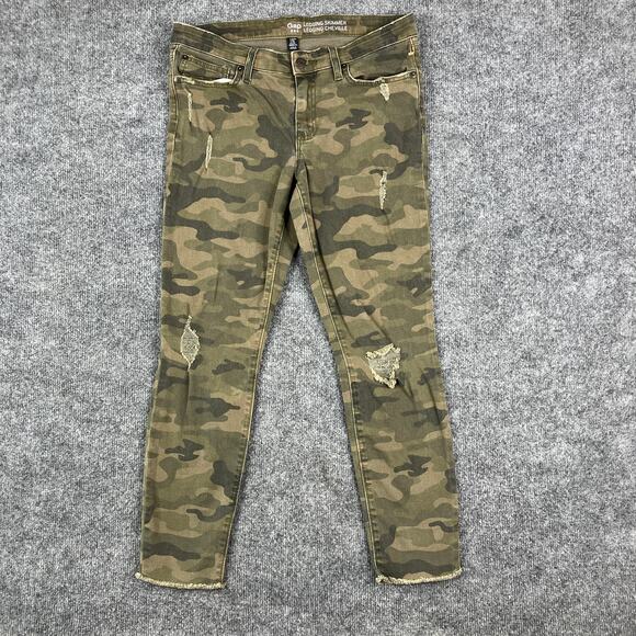 Gap Legging Jeans Womens Size 6 Camo Distressed Skinny Ankle Stretch Denim - Picture 1 of 9